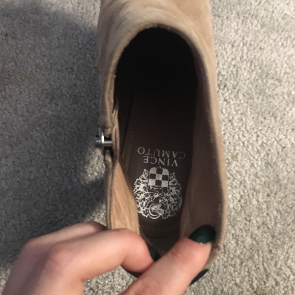 Vince Camuto taupe suede heel booties - Picture 5 of 6